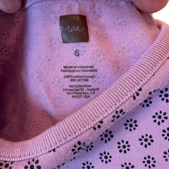 Tea Collection | Little Girl Purple & Navy Floral Print Dress Size 6 - Picture 4 of 6